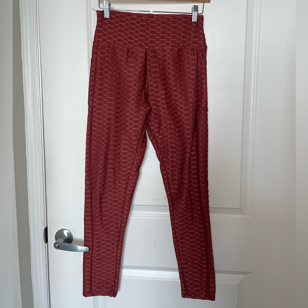 High Waisted Ruched Honeycomb Leggings